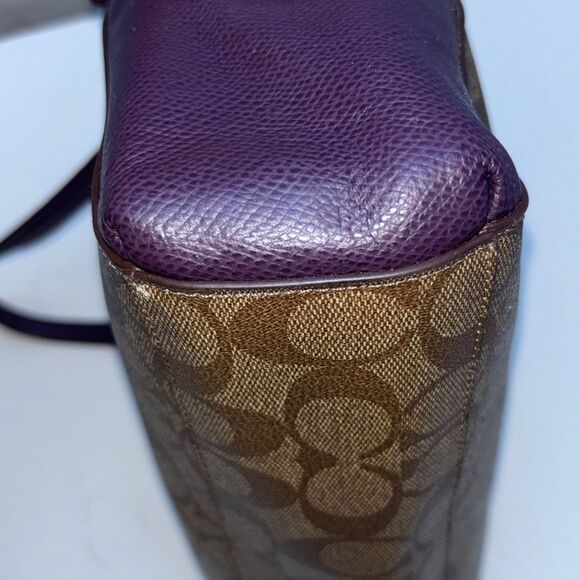 COACH F36718 Mini Christie caryall purple/tan signature C purse bag tote - Picture 8 of 11